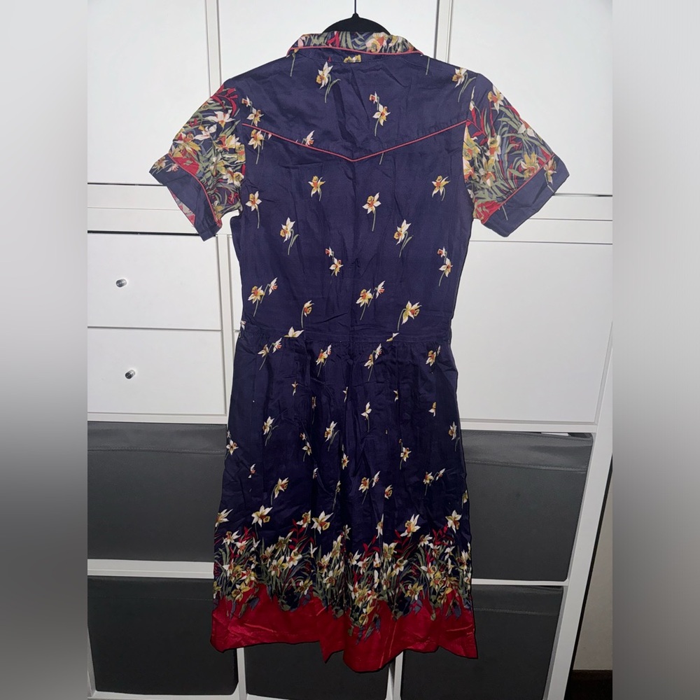 Vintage Daffodil Blue Floral Dress Size 8 - image 8